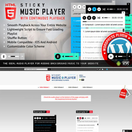 پلاگین وردپرس Sticky HTML5 Music Player